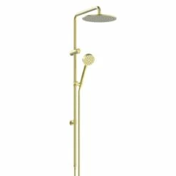 Greens Tapware Twin Rail Shower Single Function Brushed Brass 183906