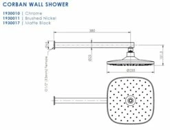 Greens Tapware Bathroom Overhead Wall Shower Single Function Matte Black Corban 1930017 5 Greens Tapware Bathroom Overhead Wall Shower Single Function Matte Black Corban 1930017 -Bathroom Supplies Sales 2024 GE0083 1